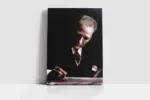 Atatürk Yazı Yazarken | Kanvas Tablo | Cam Tablo | Mdf Tablo | A02109 - Görsel 2