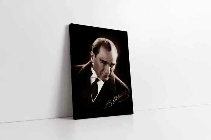 İmzalı Atatürk Portresi | Kanvas Tablo | Cam Tablo | Mdf Tablo | A02117 - Görsel 1