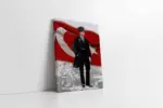 Türk Bayrağı Önünde Atatürk | Kanvas Tablo | Cam Tablo | Mdf Tablo | A02126