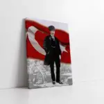 Türk Bayrağı Önünde Atatürk | Kanvas Tablo | Cam Tablo | Mdf Tablo | A02126