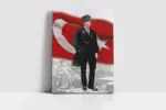 Türk Bayrağı Önünde Atatürk | Kanvas Tablo | Cam Tablo | Mdf Tablo | A02126 - Görsel 2