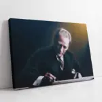 Atatürk Çalışma Masasında İmza Atarken | Kanvas Tablo | Cam Tablo | Mdf Tablo | A02138