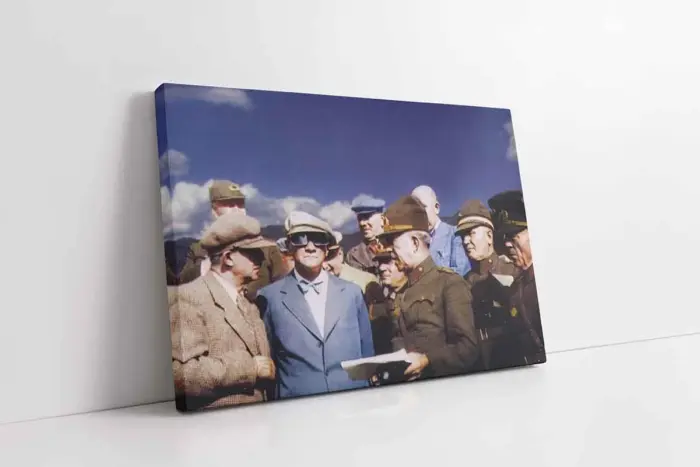 Renkli Atatürk Pilot | Kanvas Tablo | Cam Tablo | Mdf Tablo | A02169 - Görsel 1