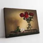Vazoda Kırmızı Çiçekler | Kanvas Tablo | Cam Tablo | Mdf Tablo | A03113