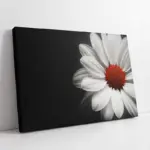 Siyah Fonda Beyaz Çiçek | Kanvas Tablo | Cam Tablo | Mdf Tablo | A03222