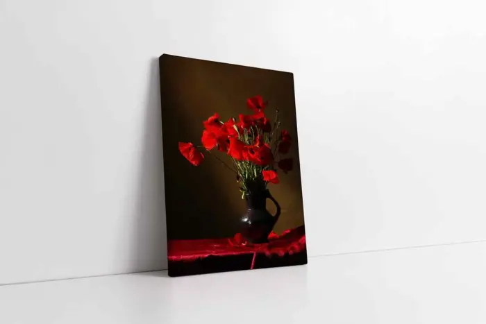 Vazoda Kırmızı Çiçekler | Kanvas Tablo | Cam Tablo | Mdf Tablo | A03236 - Görsel 1