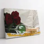 Şarap Kadehleri Ve Kırmızı Güller | Kanvas Tablo | Cam Tablo | Mdf Tablo | A03328