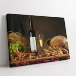 Beyaz Şarap Ekmek Ve Üzüm | Kanvas Tablo | Cam Tablo | Mdf Tablo | A03583