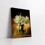 Vazoda Beyaz Çiçeklerin Dansı | Kanvas Tablo | Cam Tablo | Mdf Tablo | A03608