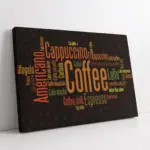 Kahve Çeşitleri İngilizce | Kanvas Tablo | Cam Tablo | Mdf Tablo | A06095