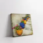 Merdiven Üstünde Saksılar | Kanvas Tablo | Cam Tablo | Mdf Tablo | A07180