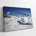 Kumsalda Şişe | Kanvas Tablo | Cam Tablo | Mdf Tablo | A07227