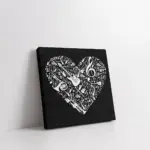 Müzik Enstrümanları Kalp Tasarım | Kanvas Tablo | Cam Tablo | Mdf Tablo | A08094