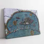 Piri Reis Haritası Venedik 1525 | Kanvas Tablo | Cam Tablo | Mdf Tablo | A12075