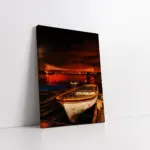 Gece Sandal Ve Boğaziçi Köprüsü | Kanvas Tablo | Cam Tablo | Mdf Tablo | A16207