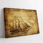 Antik Yelkenli Gemi Eskitme | Kanvas Tablo | Cam Tablo | Mdf Tablo | A18027
