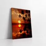 Palmiye Ağaçları Ve Gün Batımı | Kanvas Tablo | Cam Tablo | Mdf Tablo | A20692
