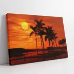 Palmiye Eşliğinde Günn Batımı | Kanvas Tablo | Cam Tablo | Mdf Tablo | A20732