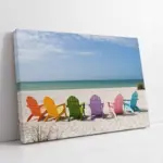 Kumsalda Renkli Sandalyeler | Kanvas Tablo | Cam Tablo | Mdf Tablo | A20805