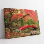 Ormanda Kırmızı Köprü | Kanvas Tablo | Cam Tablo | Mdf Tablo | A20882