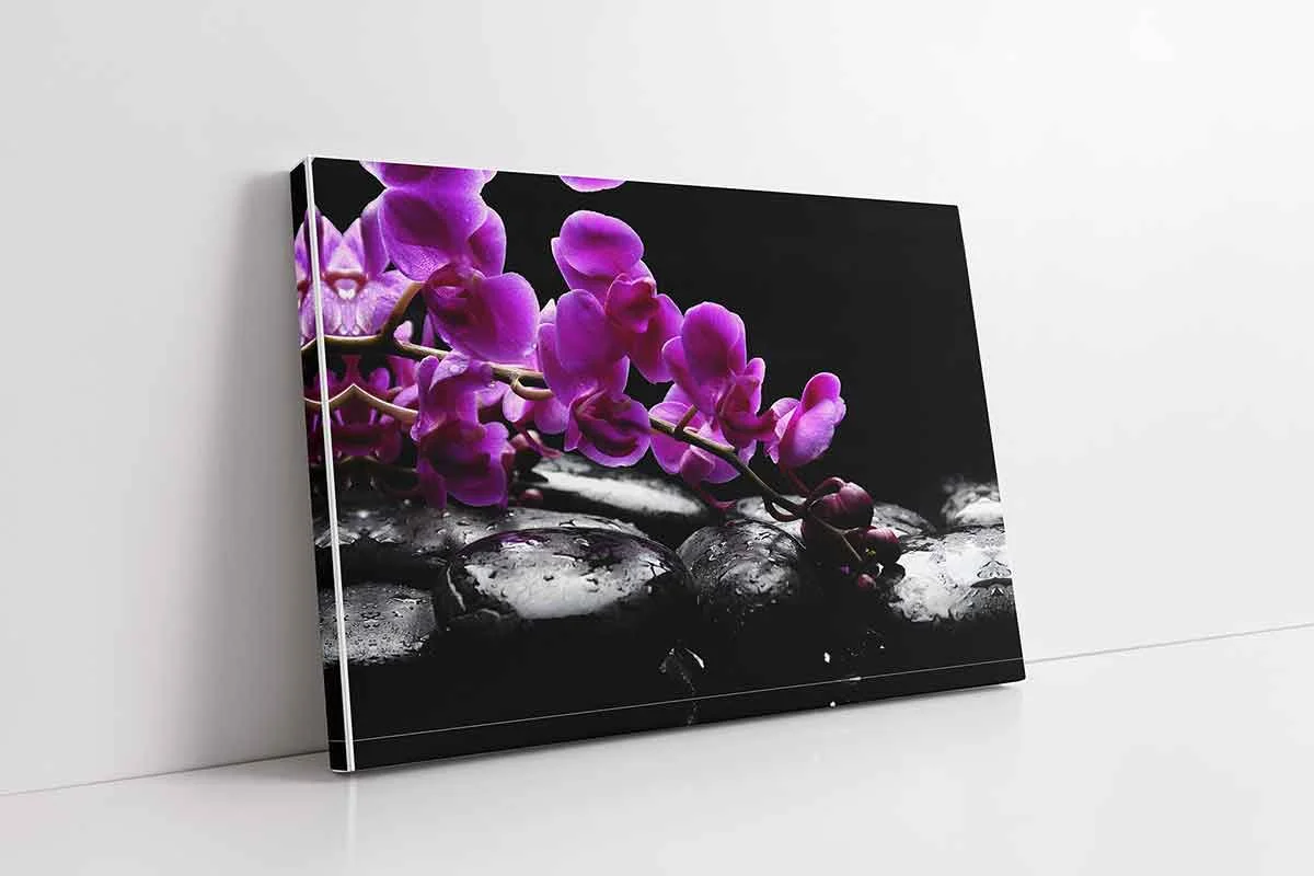 KA23166-10 Spa Taşları Ve Orkide | Kanvas Tablo | Cam Tablo | Mdf Tablo | A23166 - Görsel 1