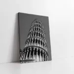 Siyah Beyaz Pisa Kulesi | Kanvas Tablo | Cam Tablo | Mdf Tablo | A27072