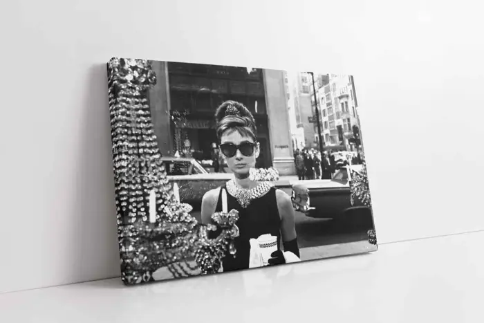 Siyah Beyaz Audrey Hepburn | Kanvas Tablo | Cam Tablo | Mdf Tablo | A31104 - Görsel 1