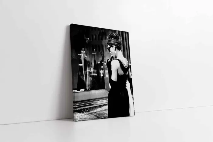 Siyah Beyaz Audrey Hepburn | Kanvas Tablo | Cam Tablo | Mdf Tablo | A31109 - Görsel 1