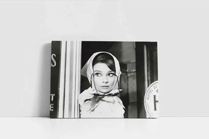 Siyah Beyaz Audrey Hepburn | Kanvas Tablo | Cam Tablo | Mdf Tablo | A31110 - Görsel 2