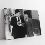 Siyah Beyaz Lorel Hardy Fotoğrafı | Kanvas Tablo | Cam Tablo | Mdf Tablo | A31158