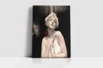 Marilyn Monroe Kırmızı Çiçeğiyle | Kanvas Tablo | Cam Tablo | Mdf Tablo | A31327 - Görsel 2