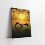 Gün Batımında Yunuslar | Kanvas Tablo | Cam Tablo | Mdf Tablo | A32008