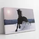 Koşan Siyah At | Kanvas Tablo | Cam Tablo | Mdf Tablo | A32099