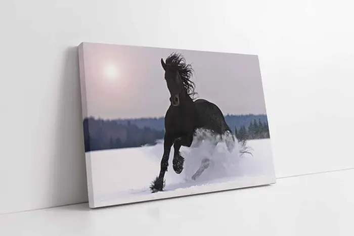 Koşan Siyah At | Kanvas Tablo | Cam Tablo | Mdf Tablo | A32099 - Görsel 1
