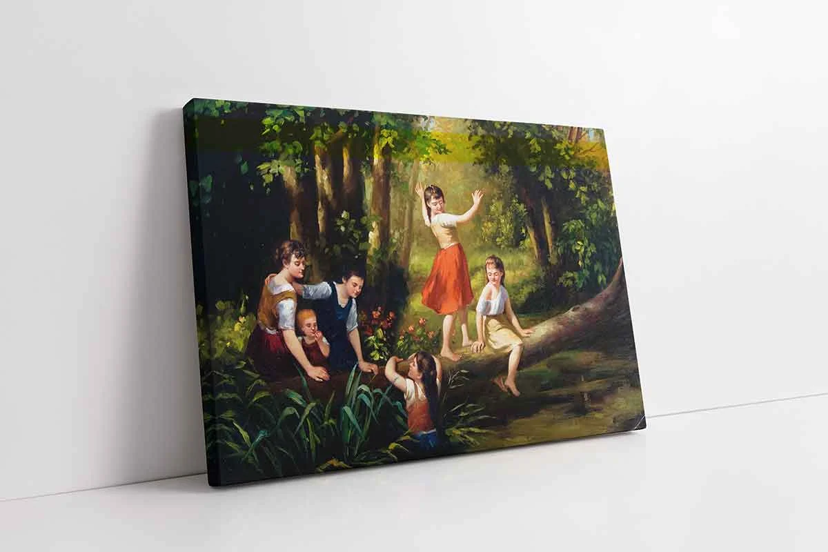 KB02044-10 Ormanda Çocuklar | Kanvas Tablo | Cam Tablo | Mdf Tablo | B02044 - Görsel 1