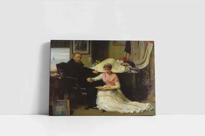 Baba Ve Kitap Okuyan Kızı | Kanvas Tablo | Cam Tablo | Mdf Tablo | B02367 - Görsel 2