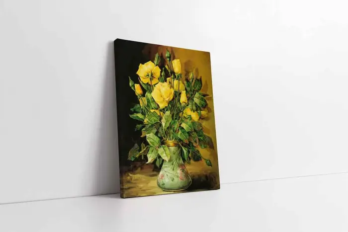Vazoda Sarı Güller | Kanvas Tablo | Cam Tablo | Mdf Tablo | B03121 - Görsel 1