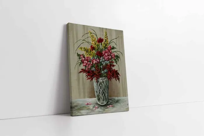 Vazoda Çiçekler | Kanvas Tablo | Cam Tablo | Mdf Tablo | B03160 - Görsel 1