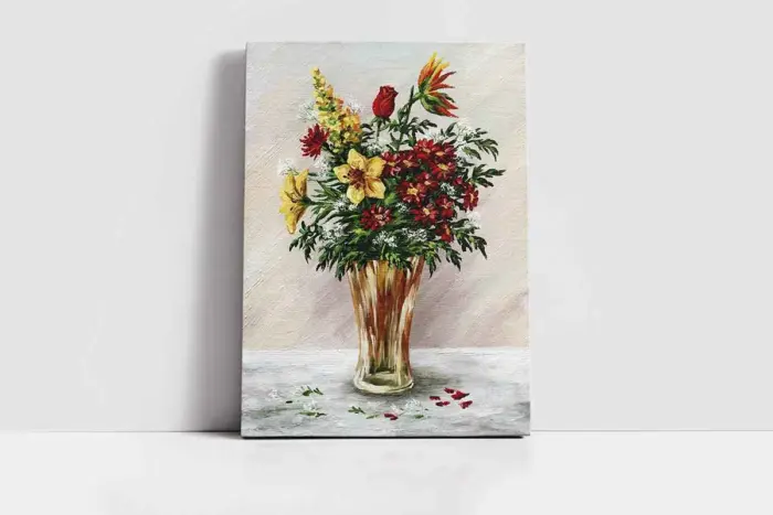 Vazoda Çiçekler | Kanvas Tablo | Cam Tablo | Mdf Tablo | B03164 - Görsel 2