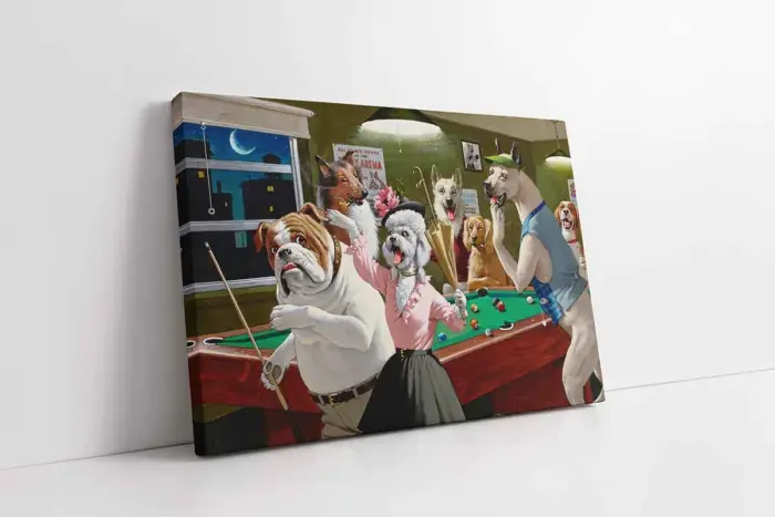 Bilardo Oynayan Köpekler | Kanvas Tablo | Cam Tablo | Mdf Tablo | B05307 - Görsel 1