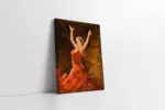 Kırmızı Giymiş Dans Eden Kadın | Kanvas Tablo | Cam Tablo | Mdf Tablo | B06009