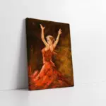 Kırmızı Giymiş Dans Eden Kadın | Kanvas Tablo | Cam Tablo | Mdf Tablo | B06009