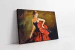 Kırmızı Giymiş Kadın | Kanvas Tablo | Cam Tablo | Mdf Tablo | B06014
