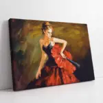 Kırmızı Giymiş Kadın | Kanvas Tablo | Cam Tablo | Mdf Tablo | B06014