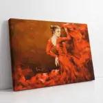 Kırmızılara Bürünmüş Dansçı Kadın | Kanvas Tablo | Cam Tablo | Mdf Tablo | B06015