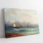 Dalgalı Deniz Ve Tekne | Kanvas Tablo | Cam Tablo | Mdf Tablo | B08033