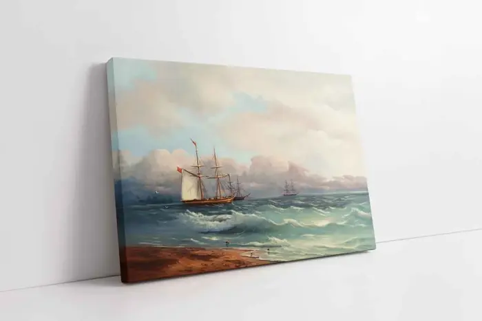 Dalgalı Deniz Ve Tekne | Kanvas Tablo | Cam Tablo | Mdf Tablo | B08033 - Görsel 1