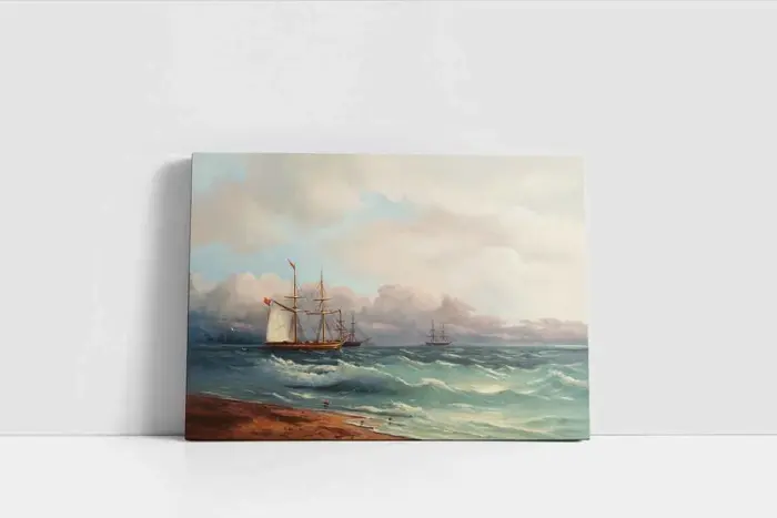 Dalgalı Deniz Ve Tekne | Kanvas Tablo | Cam Tablo | Mdf Tablo | B08033 - Görsel 2