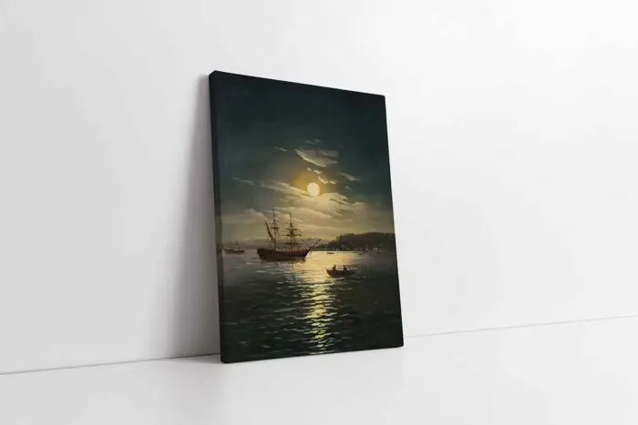 Dolunay Ve Tekne | Kanvas Tablo | Cam Tablo | Mdf Tablo | B08035 - Görsel 1