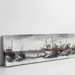 Kırmızı Şeritli Tekneler | Kanvas Tablo | Cam Tablo | Mdf Tablo | B08039